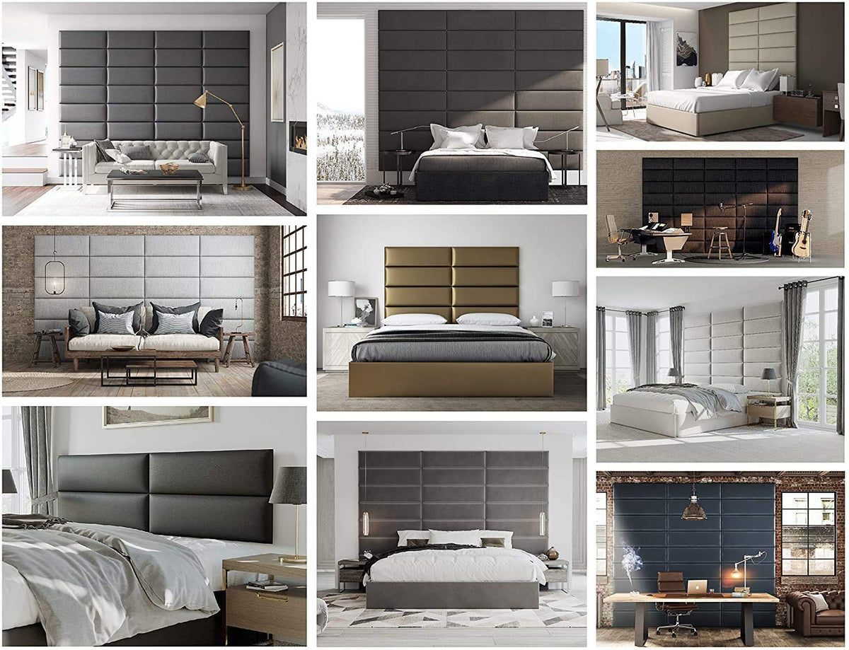 VANT Upholstered Headboards - Accent Wall Panels - Packs of 4 - Easy to Install - Single & Double bed Size 91cm Wide, Plush Velvet Black - image 4