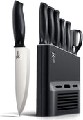 Manelord 7-Piece Professional Chef Knife Set with Block – Silver Steel
