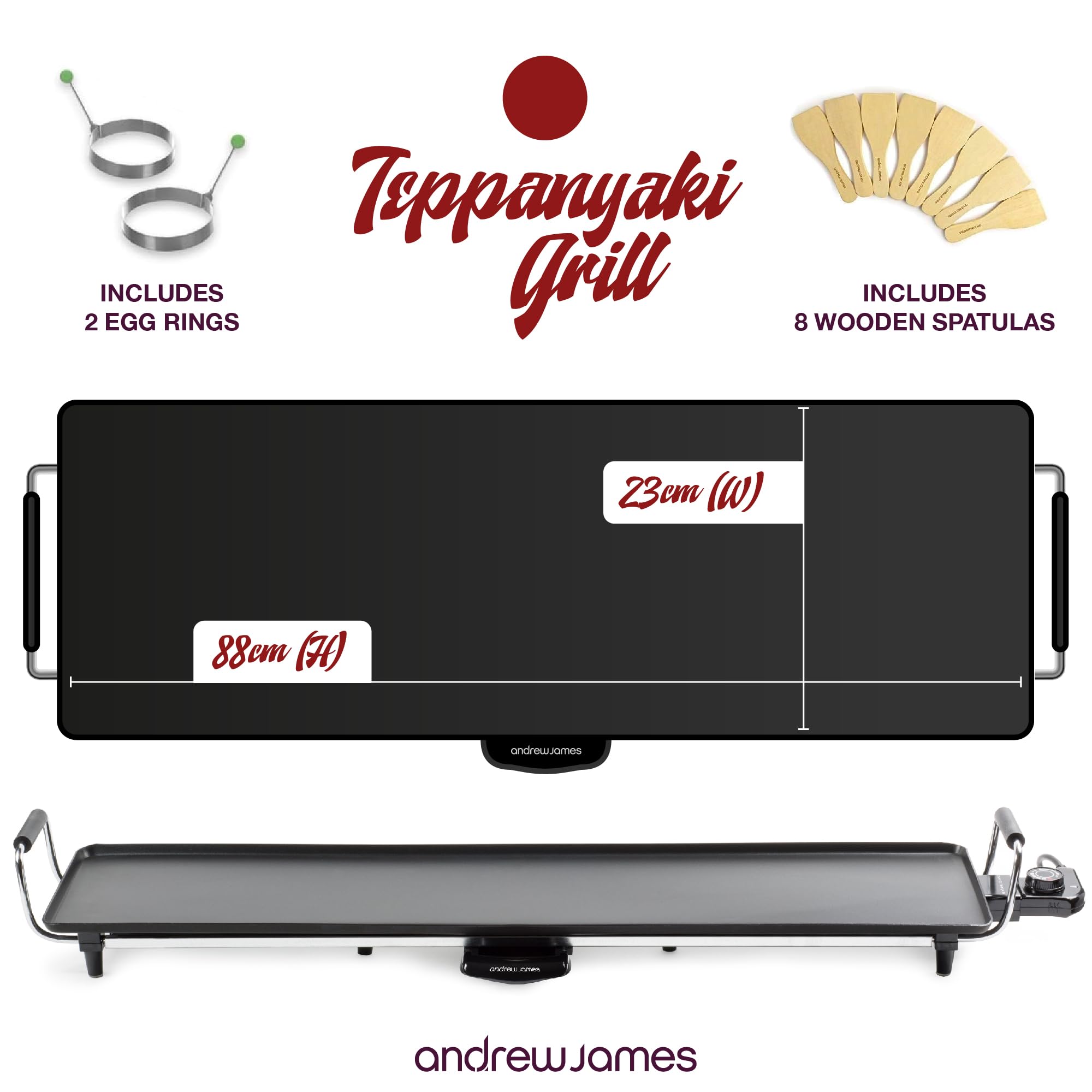 Andrew James XXL Teppanyaki Electric Grill Plate | 88cm Non-Stick Griddle