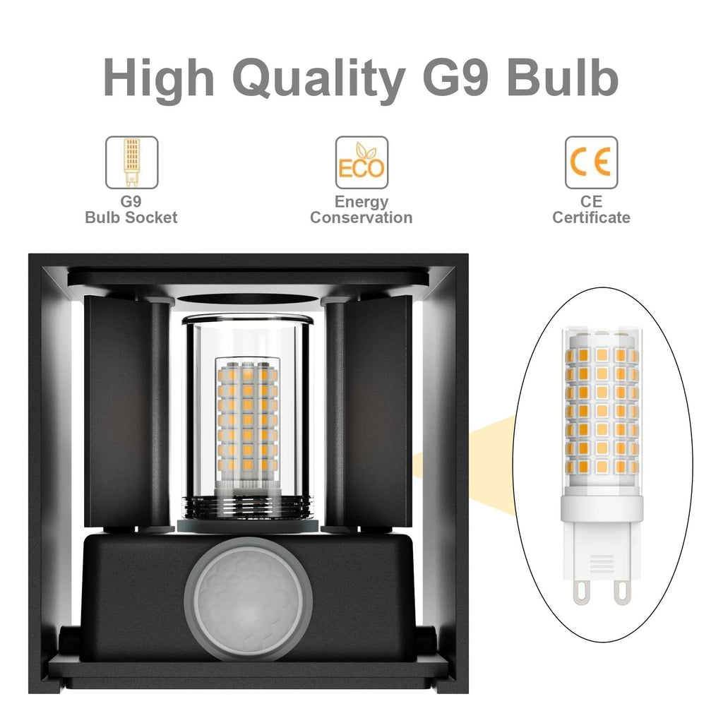 Klighten 2PCS Outdoor Wall Light with Motion Sensor - IP54 Waterproof Black