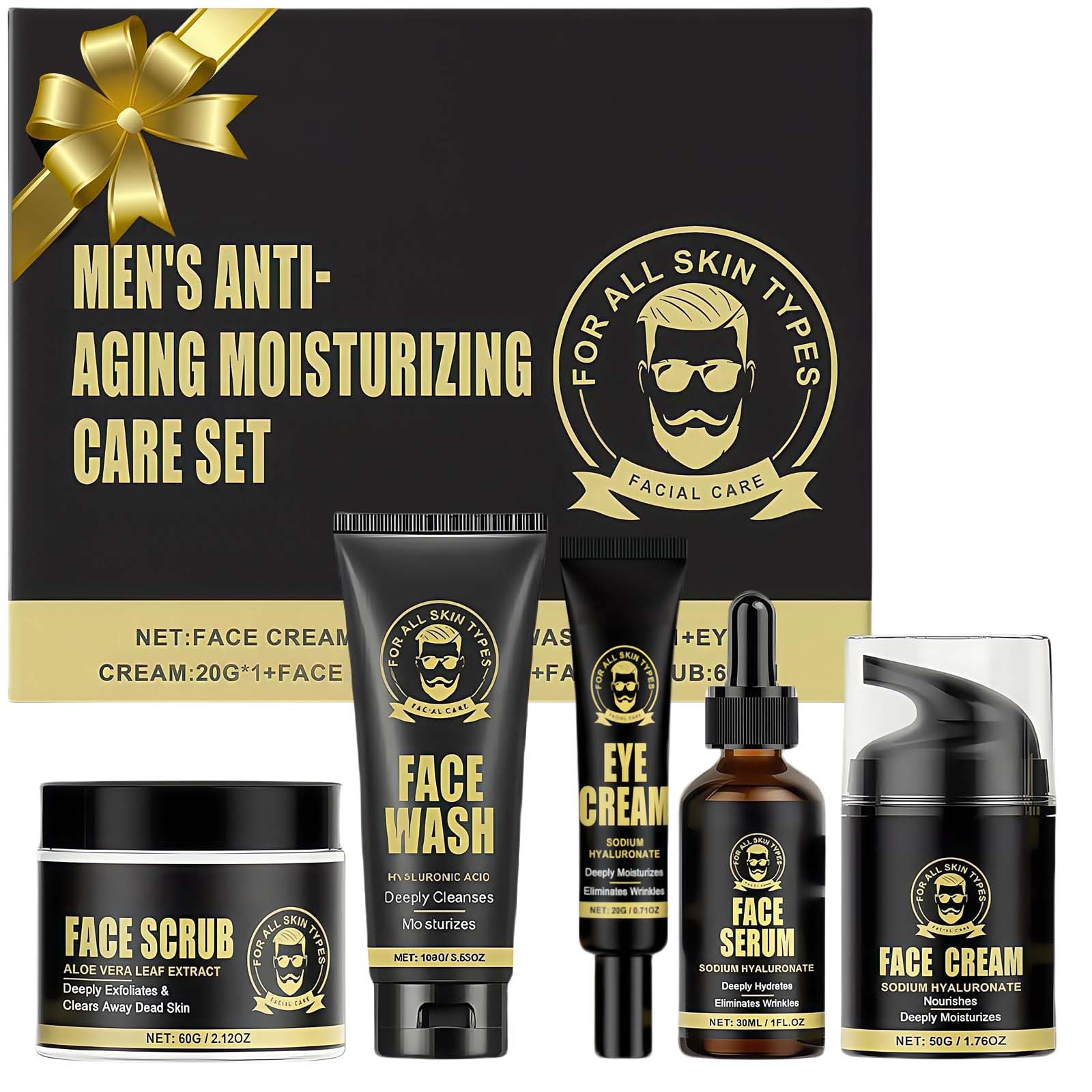 Jolof Store Men’s Anti-Aging Skincare Set – 5-Piece Hydrating Gift Kit