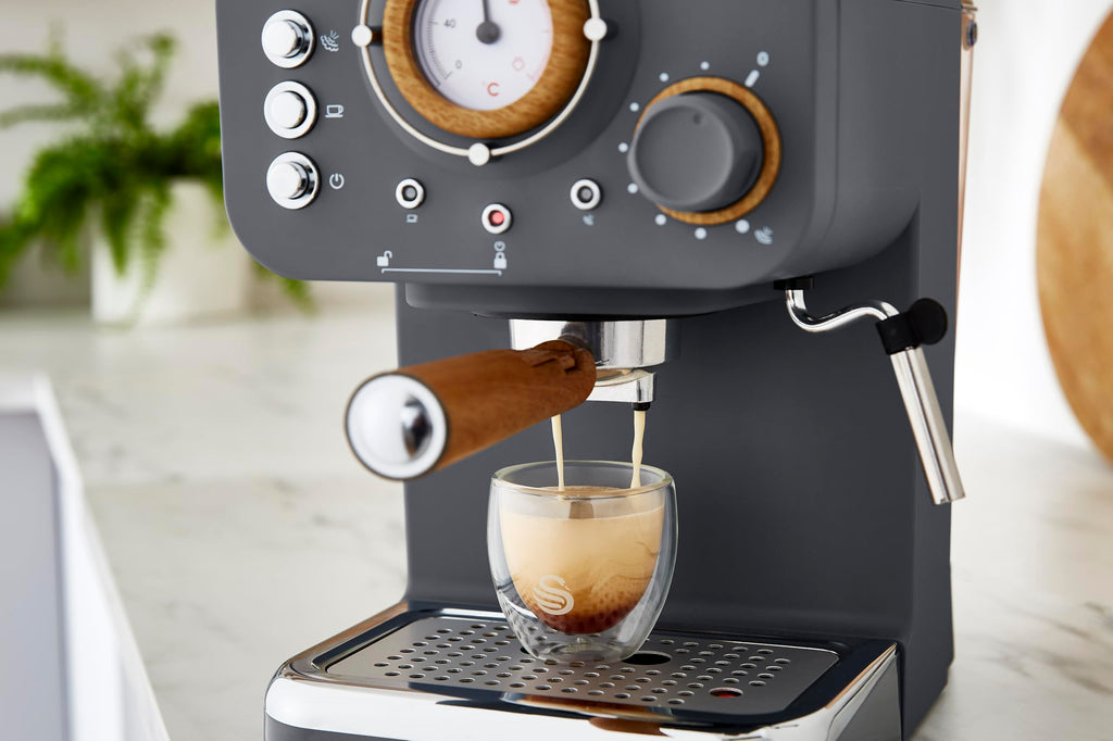 Swan Nordic Espresso Coffee Machine | 15 Bar Milk Frother - Slate Grey