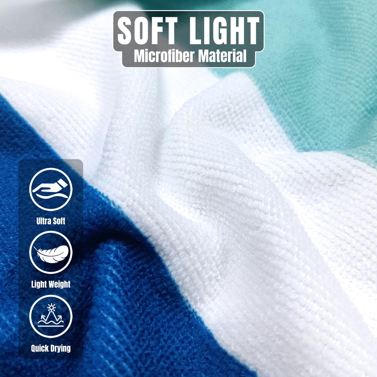 Ouxiaobai Large Oversized Beach Towel - Microfiber Sand Free 35 x 70 Inch Quick Dry Lightweight Pool Towel for Adults, Thin Striped Swim Towel - image 5