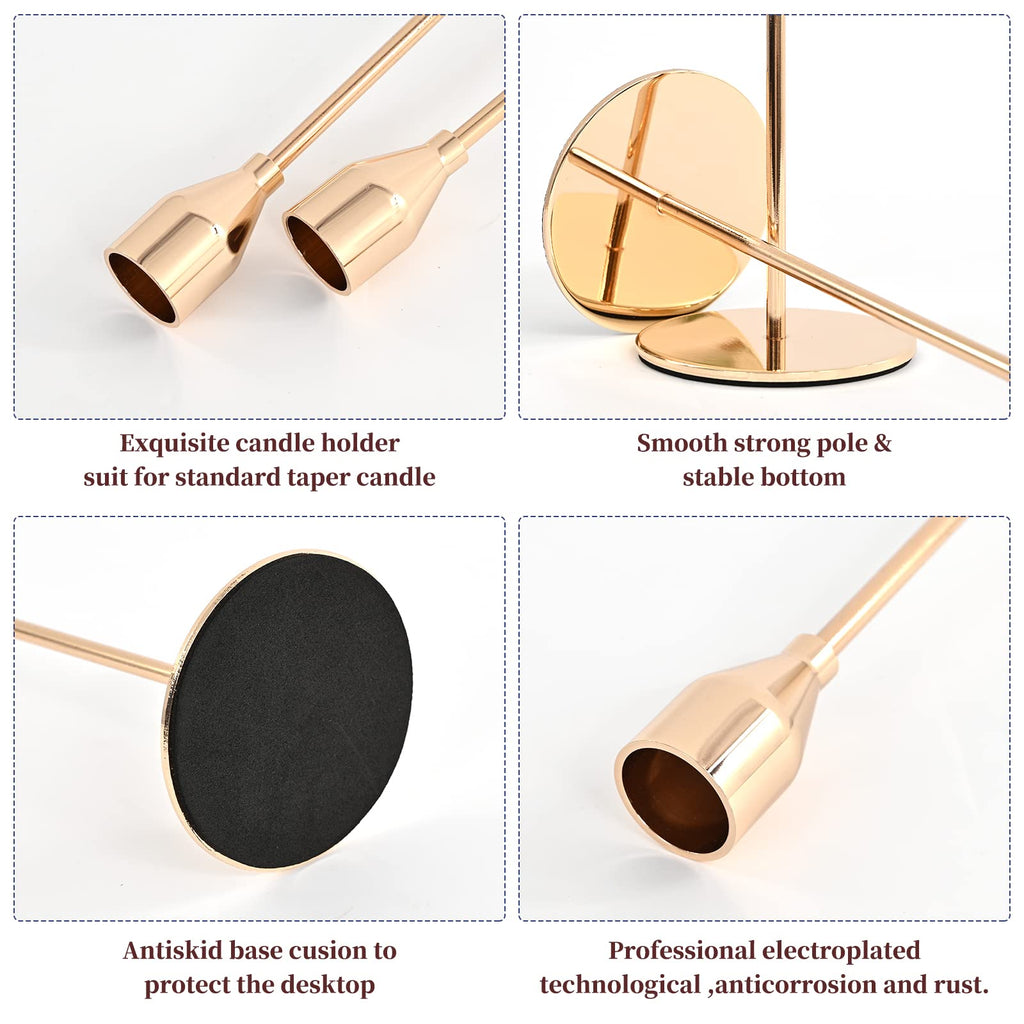 Gold Taper Candle Holders – Set of 18 Metal Wedding Centerpieces