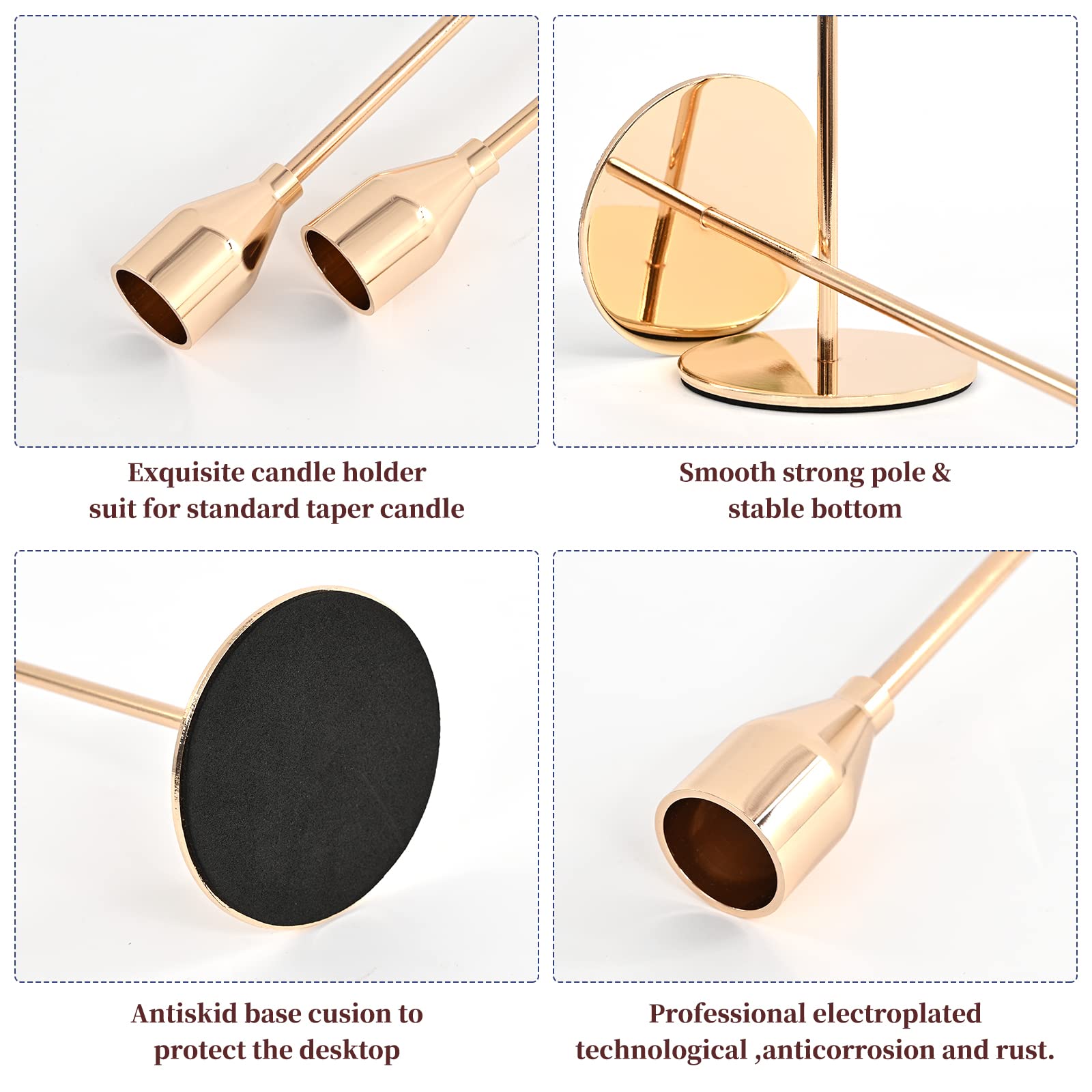 Gold Taper Candle Holders – Set of 18 Metal Wedding Centerpieces