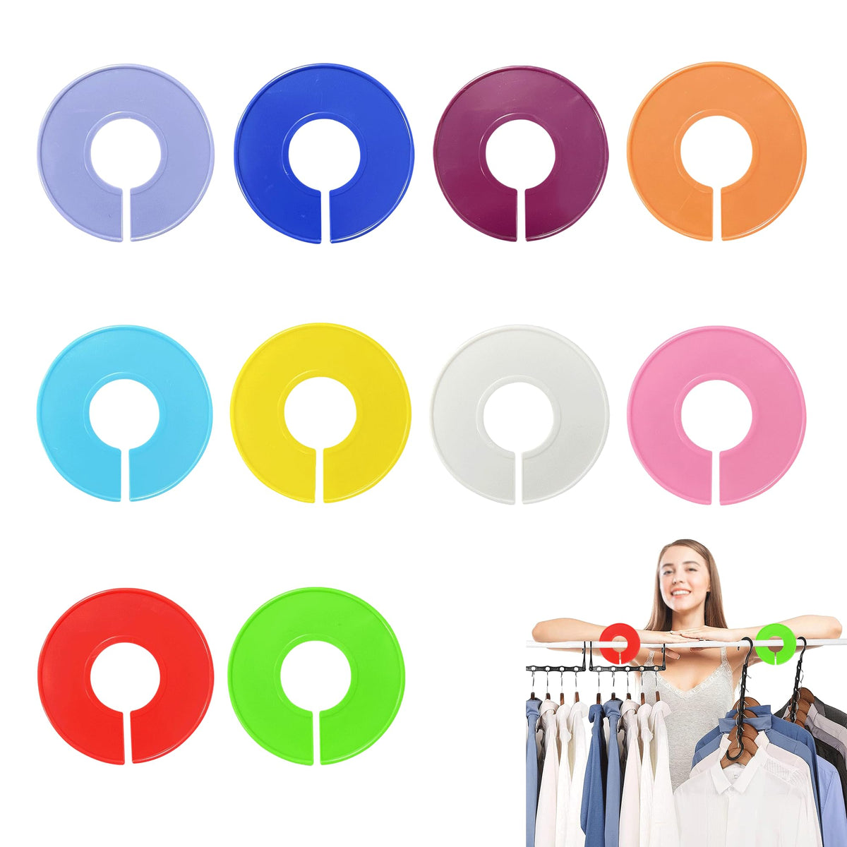 Wardrobe Dividers Round Clothes Rail Dividers, 10 Colors, 10PCS - image 1