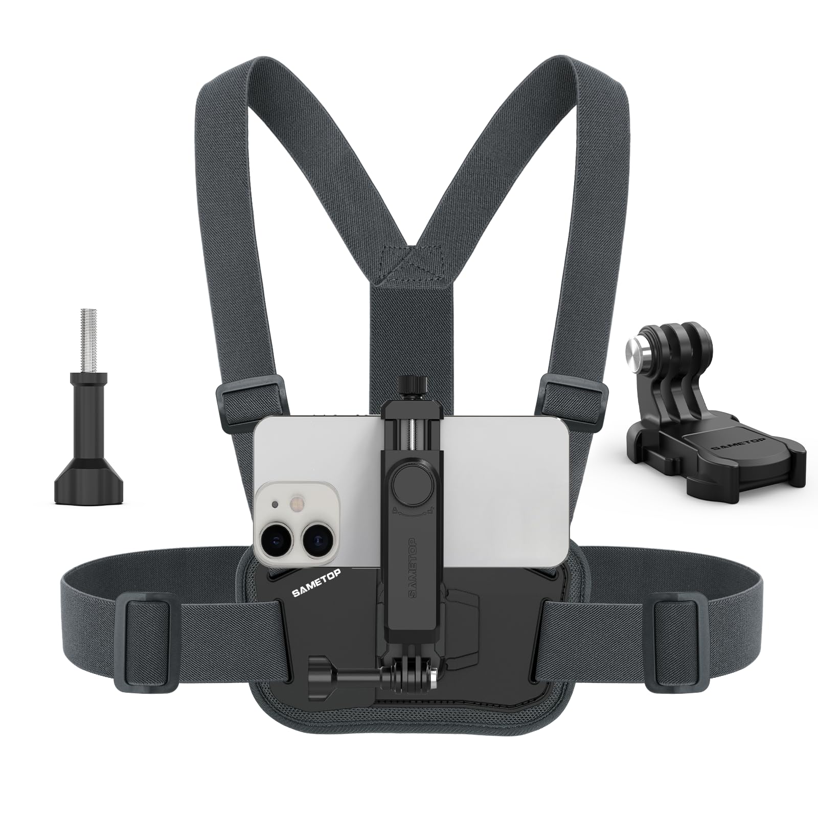 Sametop Phone Chest Mount Harness - POV VLOG Strap for iPhone & GoPro