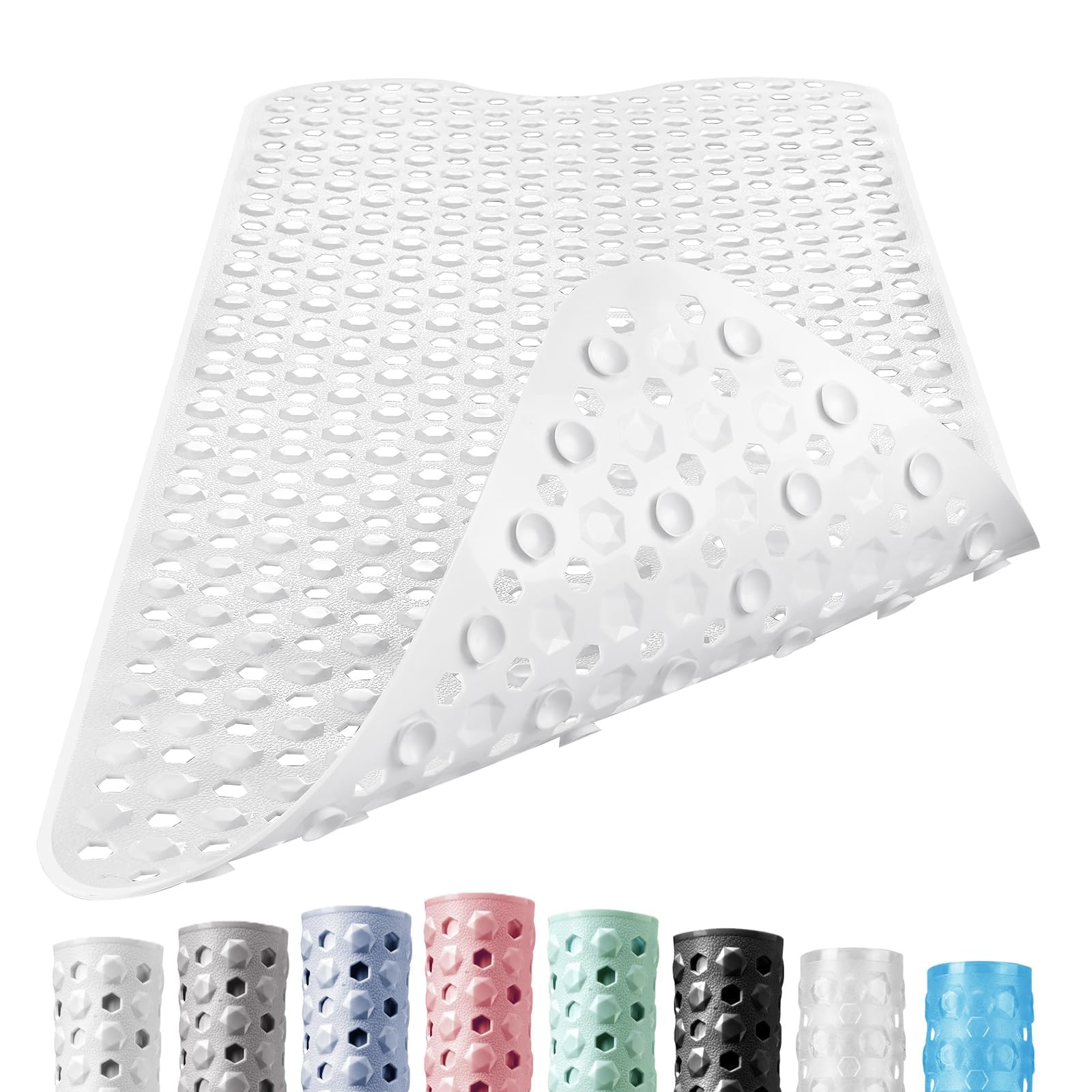 DOPROP Extra Long Non-Slip Bathtub Mat – White Vinyl Shower Mat, 100x40cm