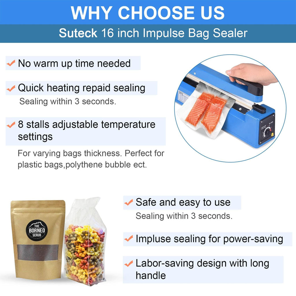 400mm Impulse Heat Sealer | Manual Tabletop Plastic Bag Sealer