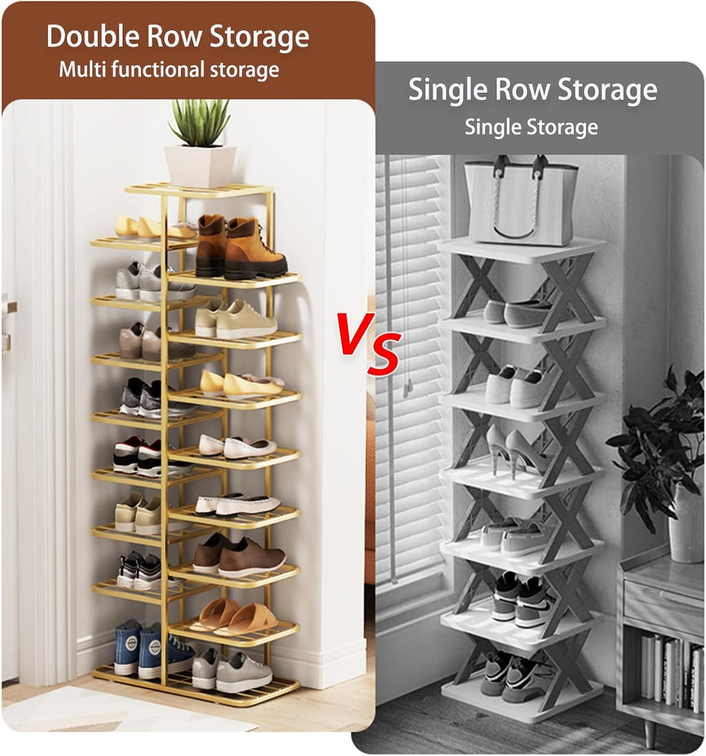 YOUSIS Vertical Shoe Rack Gold Metal, Multi Tier Shoe Storage Organizer - image 3
