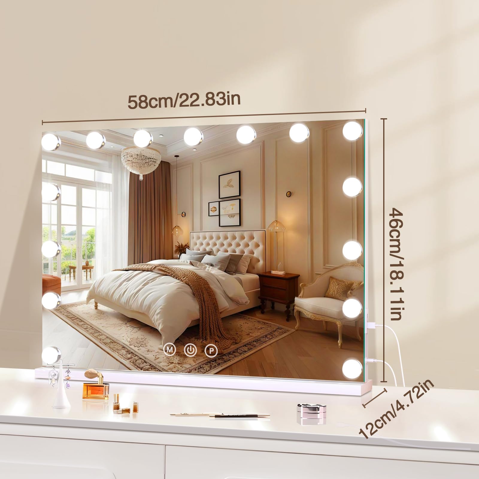 Halumao Hollywood Vanity Mirror with Lights – 58x46cm LED Makeup Mirror