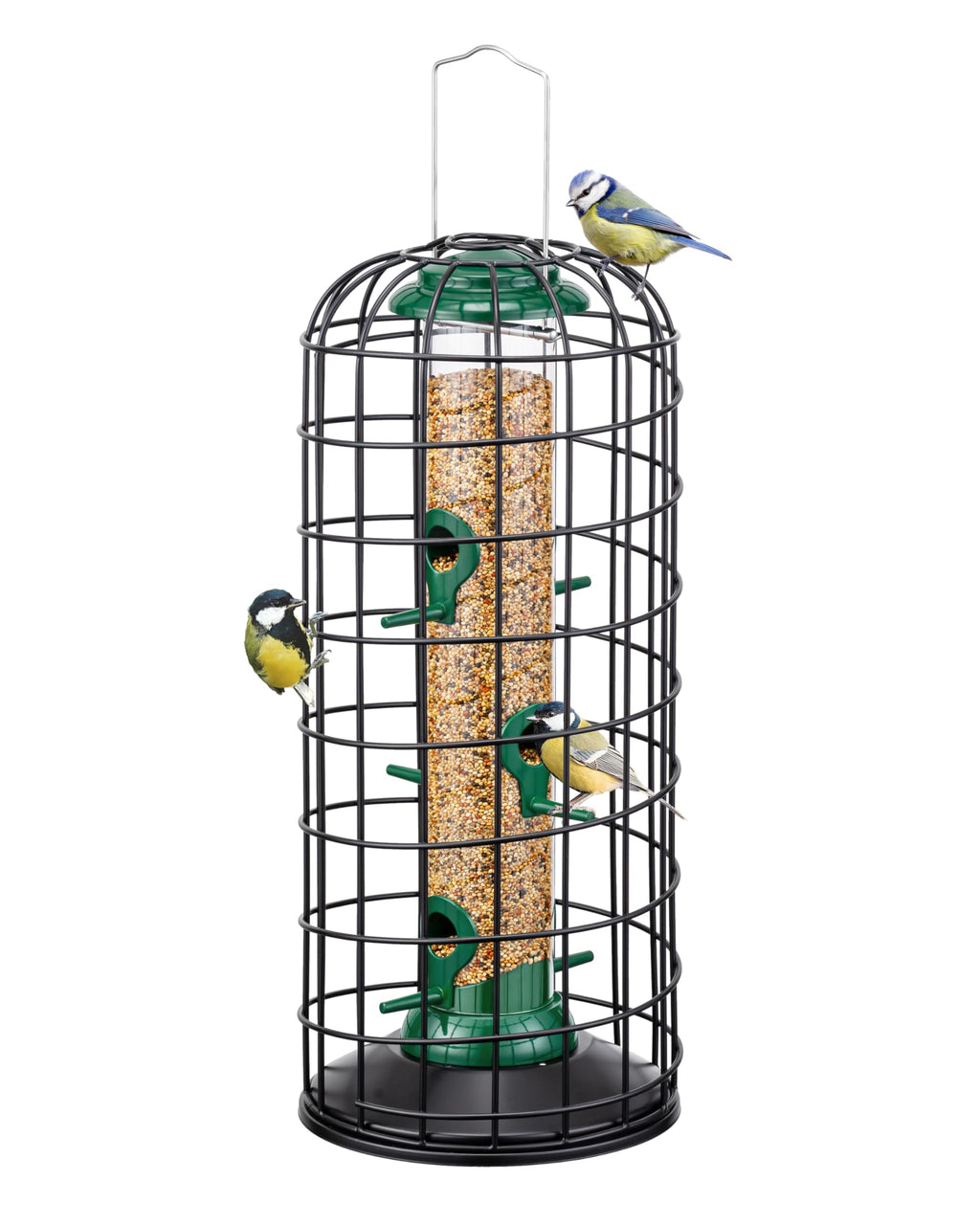 iBorn Squirrel Proof Bird Feeder – Heavy Duty Metal Hanging Cage, 14 Inch