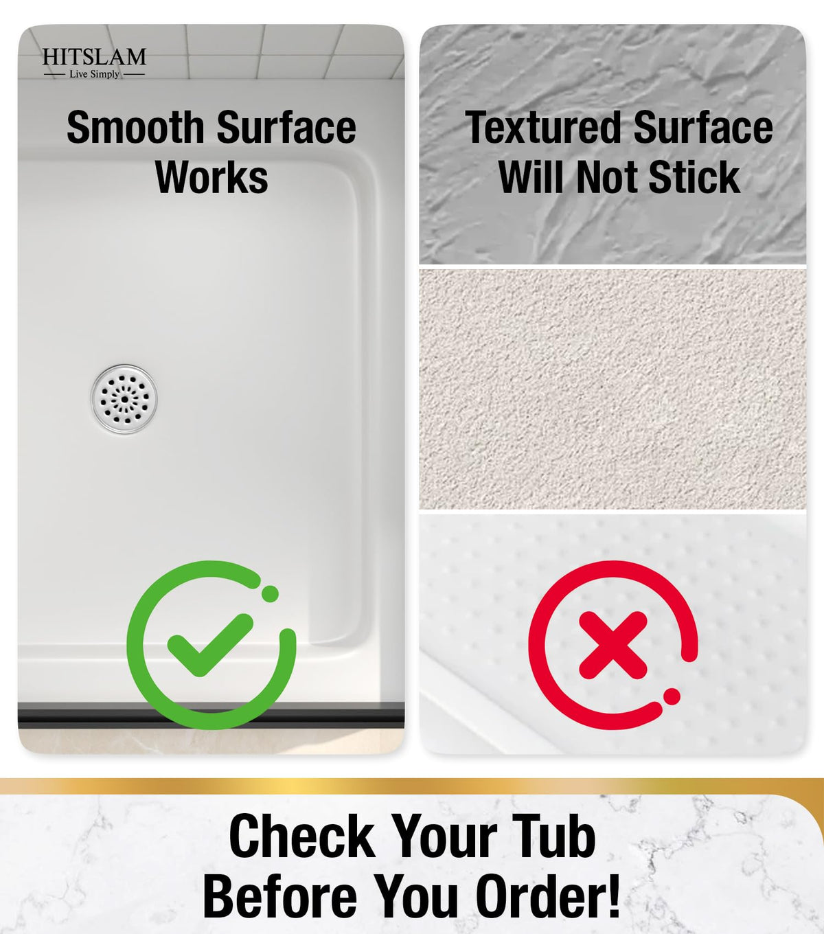 HITSLAM Square Shower Mat Non Slip Anti Mould, 60 x 60 cm Cut to Fit No Odor Soft TPE Bath Mat with Suction Cups and Drain Holes - image 3
