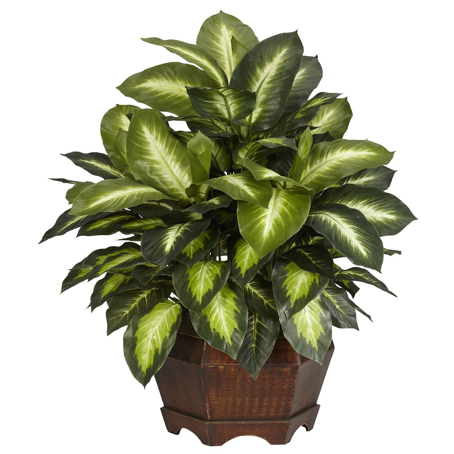 Nearly Natural 24in. Golden Dieffenbachia Silk Plant with Hexagon Pot
