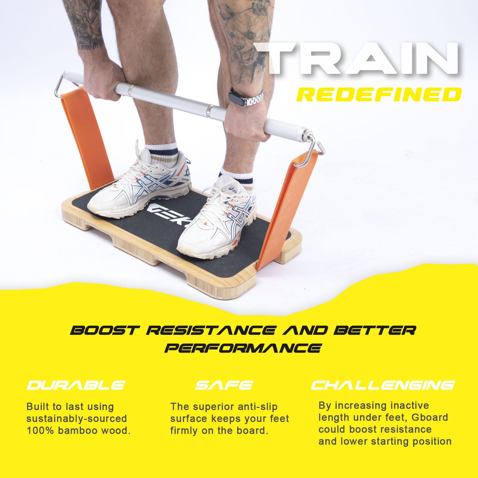 GEKU FIT Bamboo Fitness Board – Eco-Friendly Resistance Band Platform