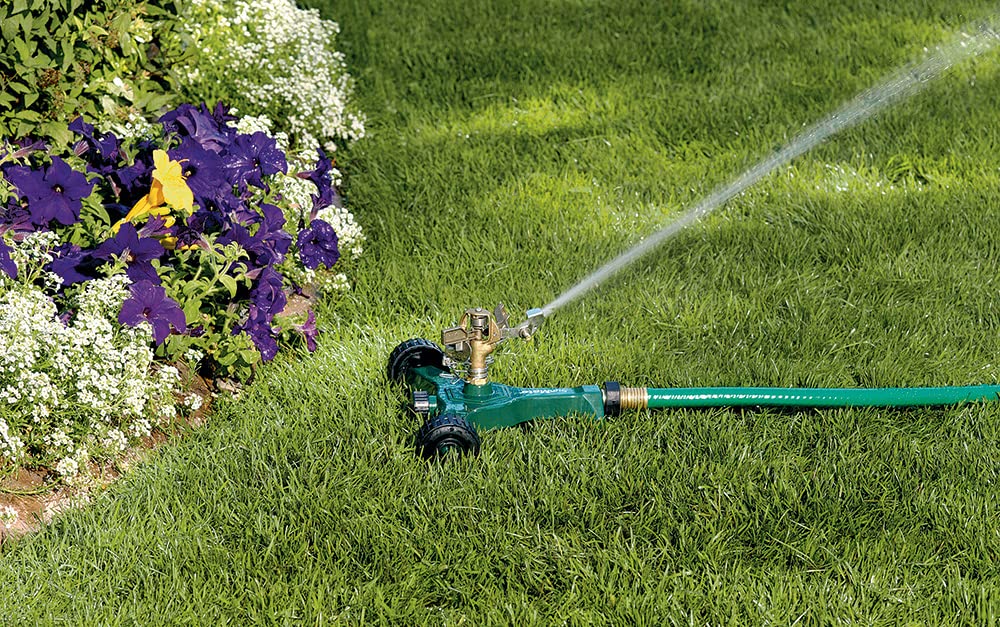 Orbit Brass Impact Sprinkler on Wheeled Base – Green Lawn Irrigation