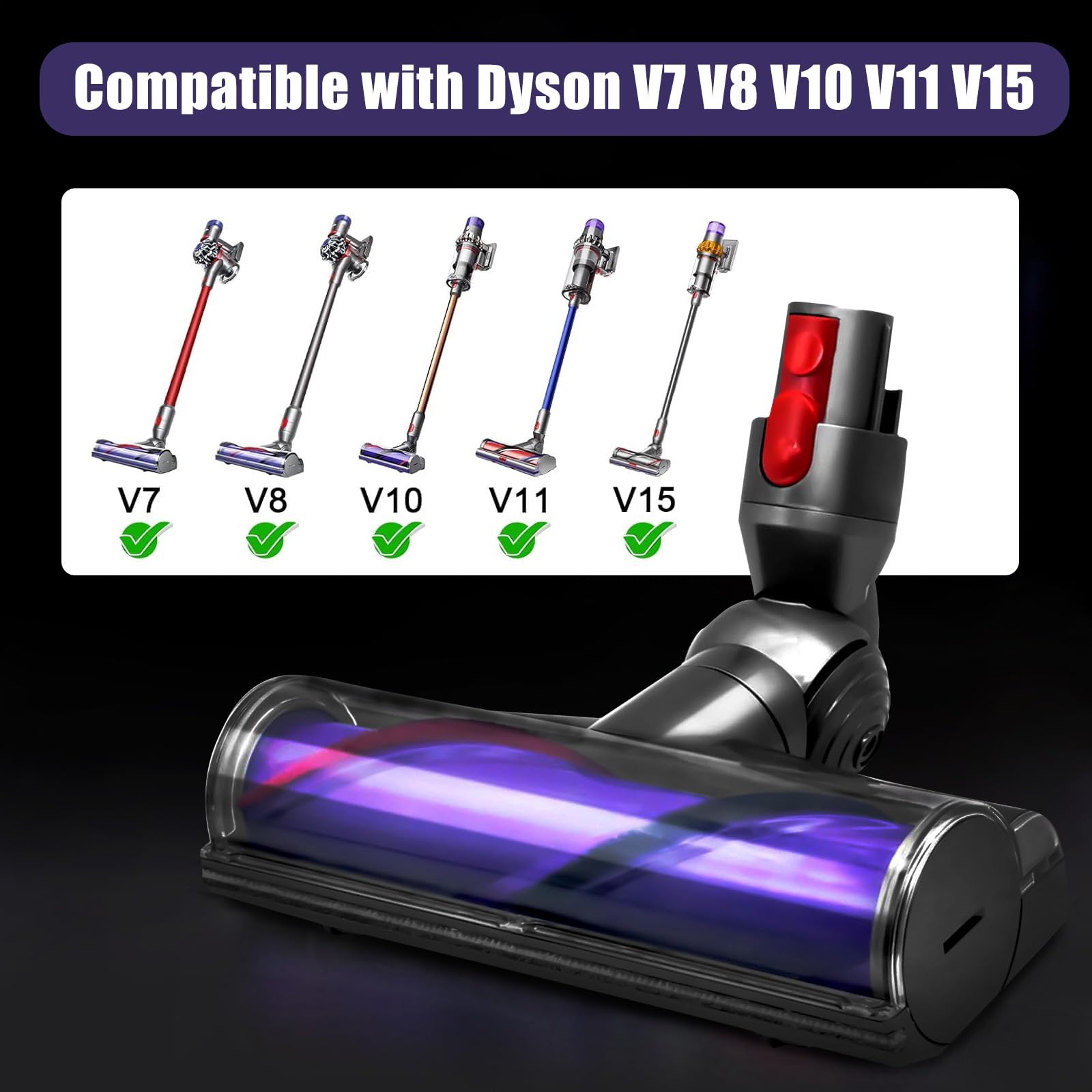 Chuancheng Turbine Floor Brush Head for Dyson V7 V8 V10 V11 V15 Vacuum