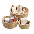 3 Pcs Small Woven Baskets, Cotton Rope Round Organizer for Shelves - image 1