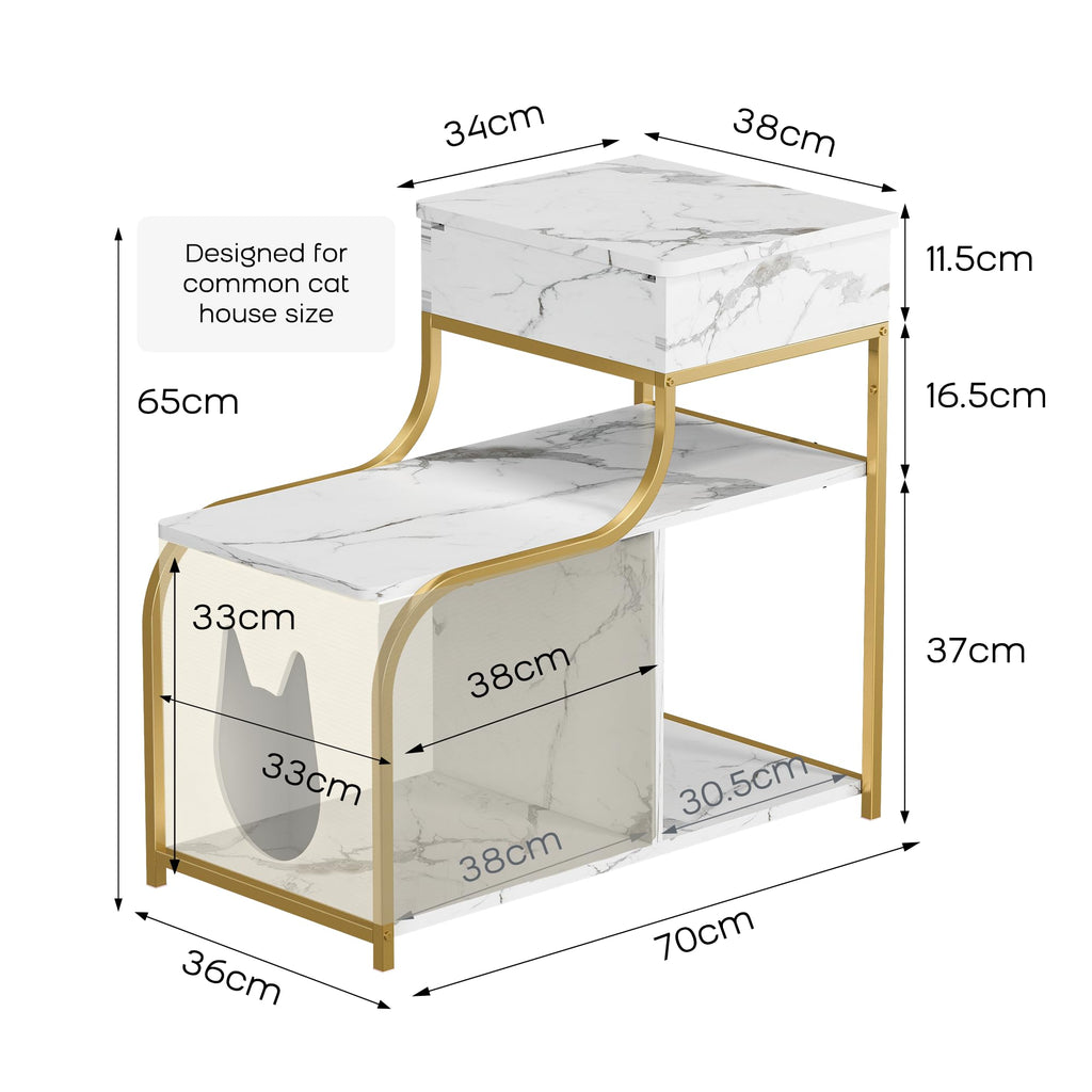 DAWNYIELD Side Table with Hidden Charging Station, Gold & White - image 2