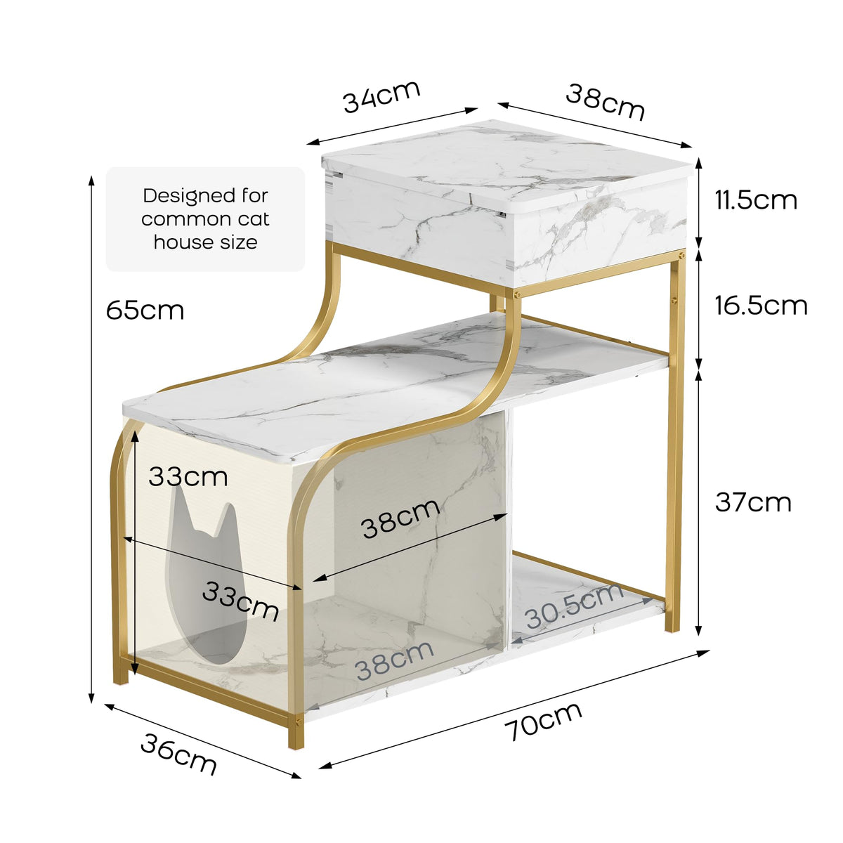 DAWNYIELD Side Table with Hidden Charging Station, Gold & White - image 2