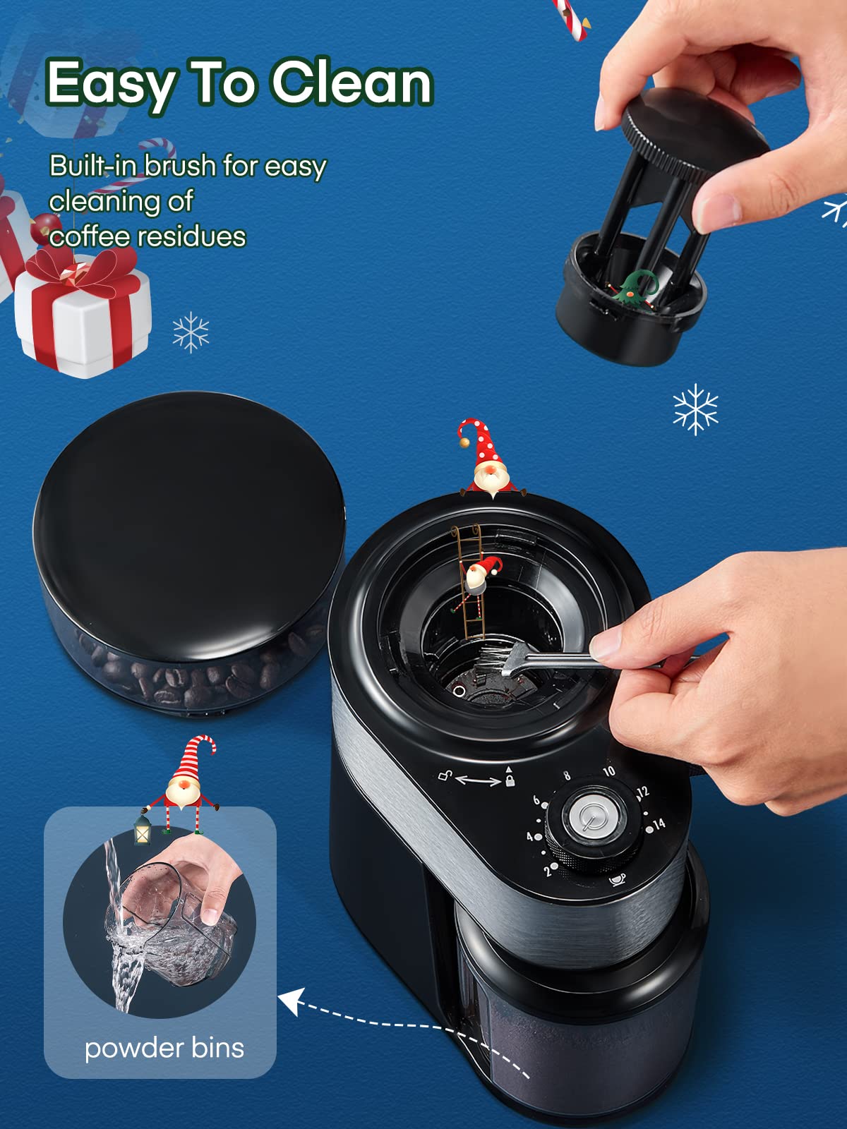 FOHERE Electric Burr Coffee Grinder – 18 Settings for Drip & French Press