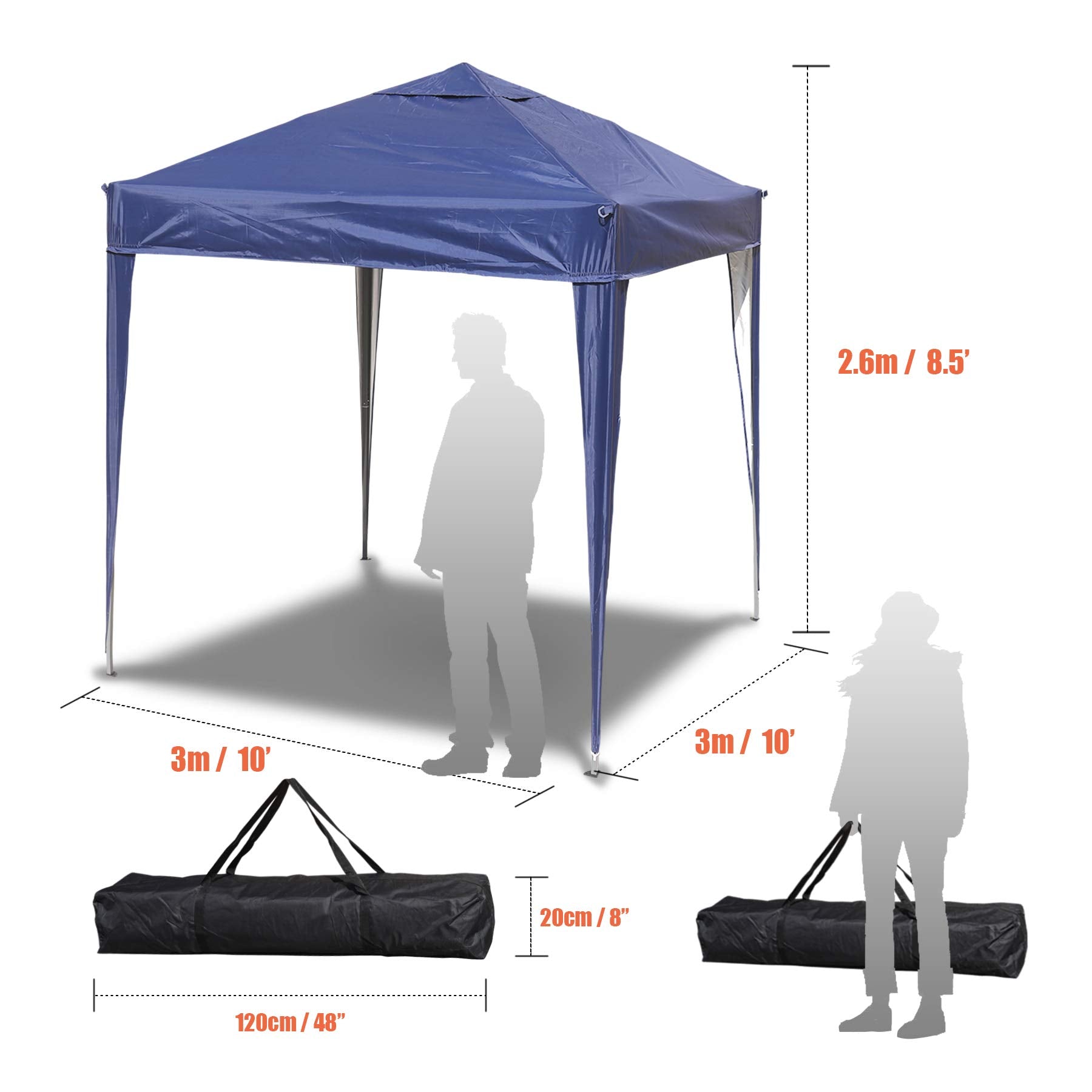 SANHENG Pop Up Gazebo – 3x3m Heavy Duty Waterproof Outdoor Canopy, Blue