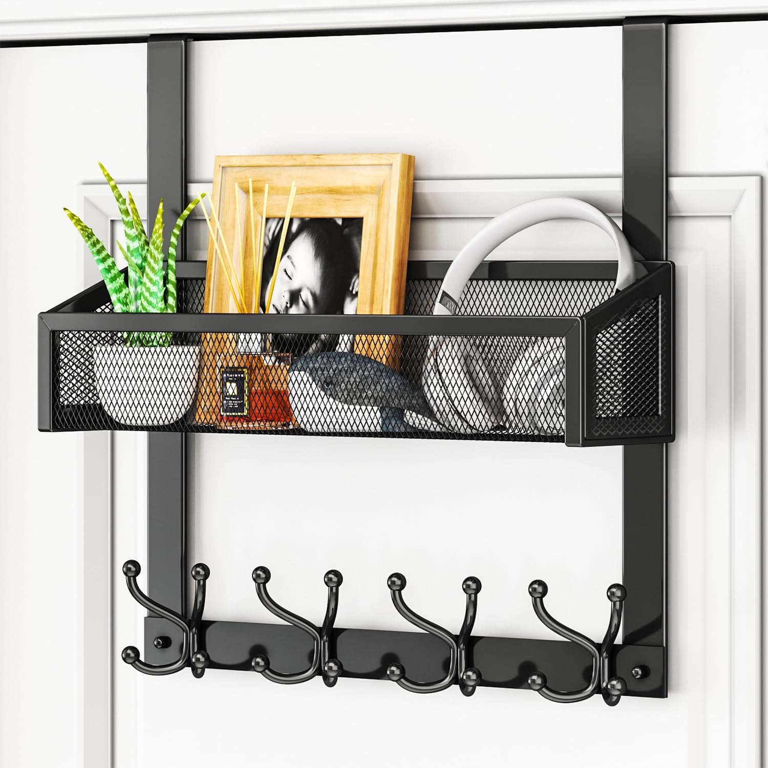 HapiRm Over Door Hanger Hooks – Stainless Steel Rack with 16 Hooks