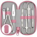 Solingen 7-Piece Manicure Set | Nappa Leather Case Pedicure Kit – Rose