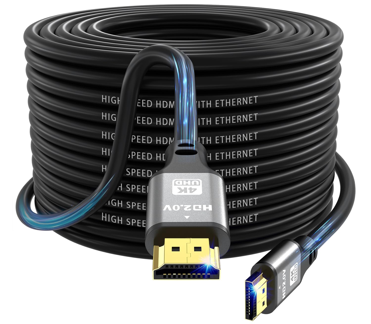 Jojobnj 4K HDMI 2.0 Cable 20m – High Speed 18Gbps HDR Cord (Silver)