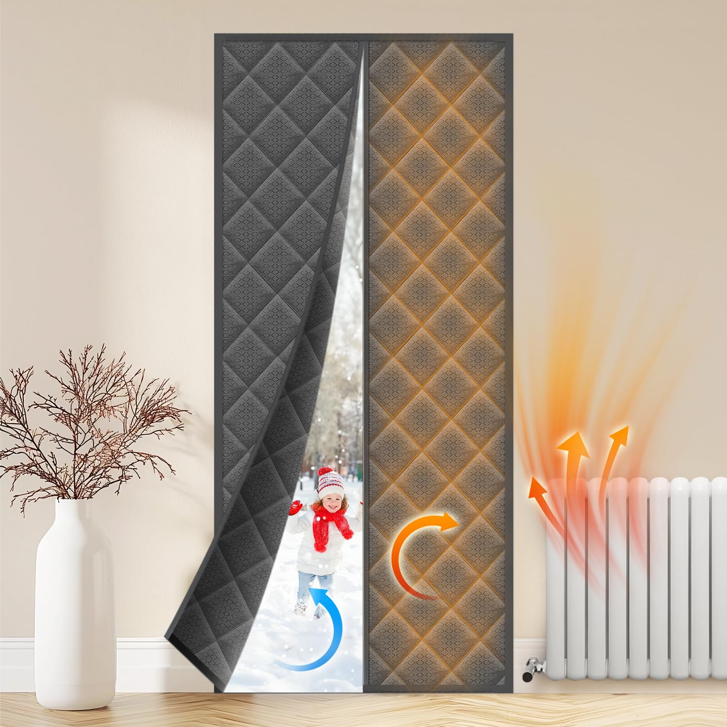 Pefitqap Magnetic Thermal Insulated Door Curtain - 90x210cm Oxford Cloth
