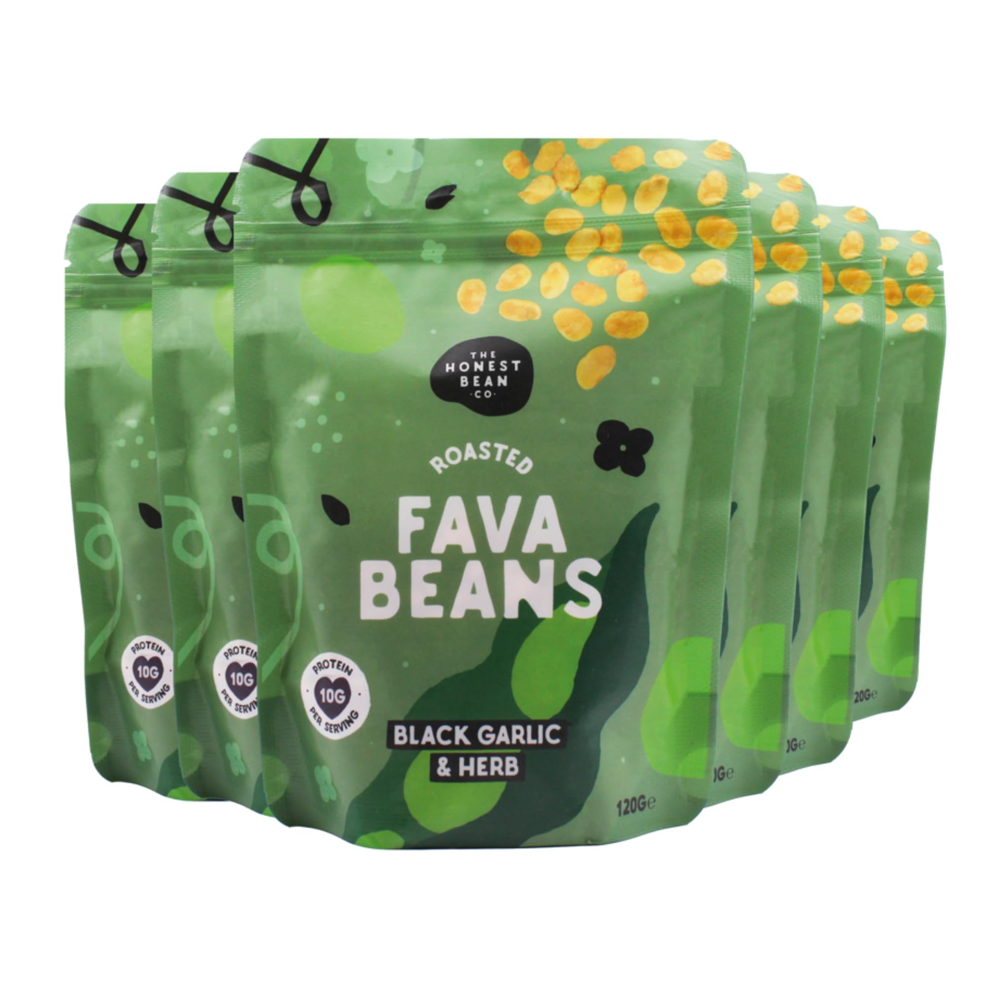 The Honest Bean Co Roasted Fava Beans Black Garlic & Herb - 6 x 120g