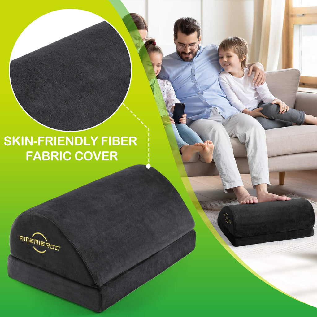 AMERIERGO Adjustable Memory Foam Foot Rest – Ergonomic Under Desk Stool