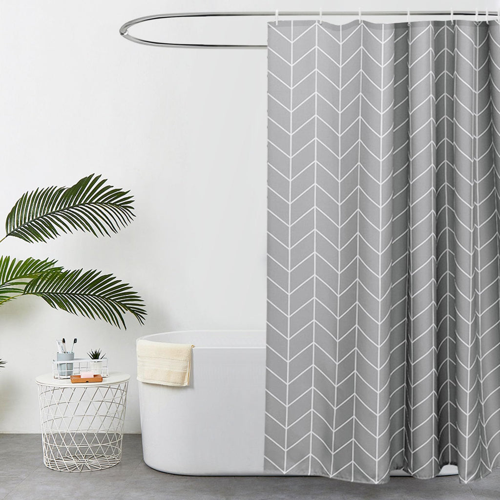 EurCross Extra Wide Grey Shower Curtain – 300x200cm Mildew Resistant