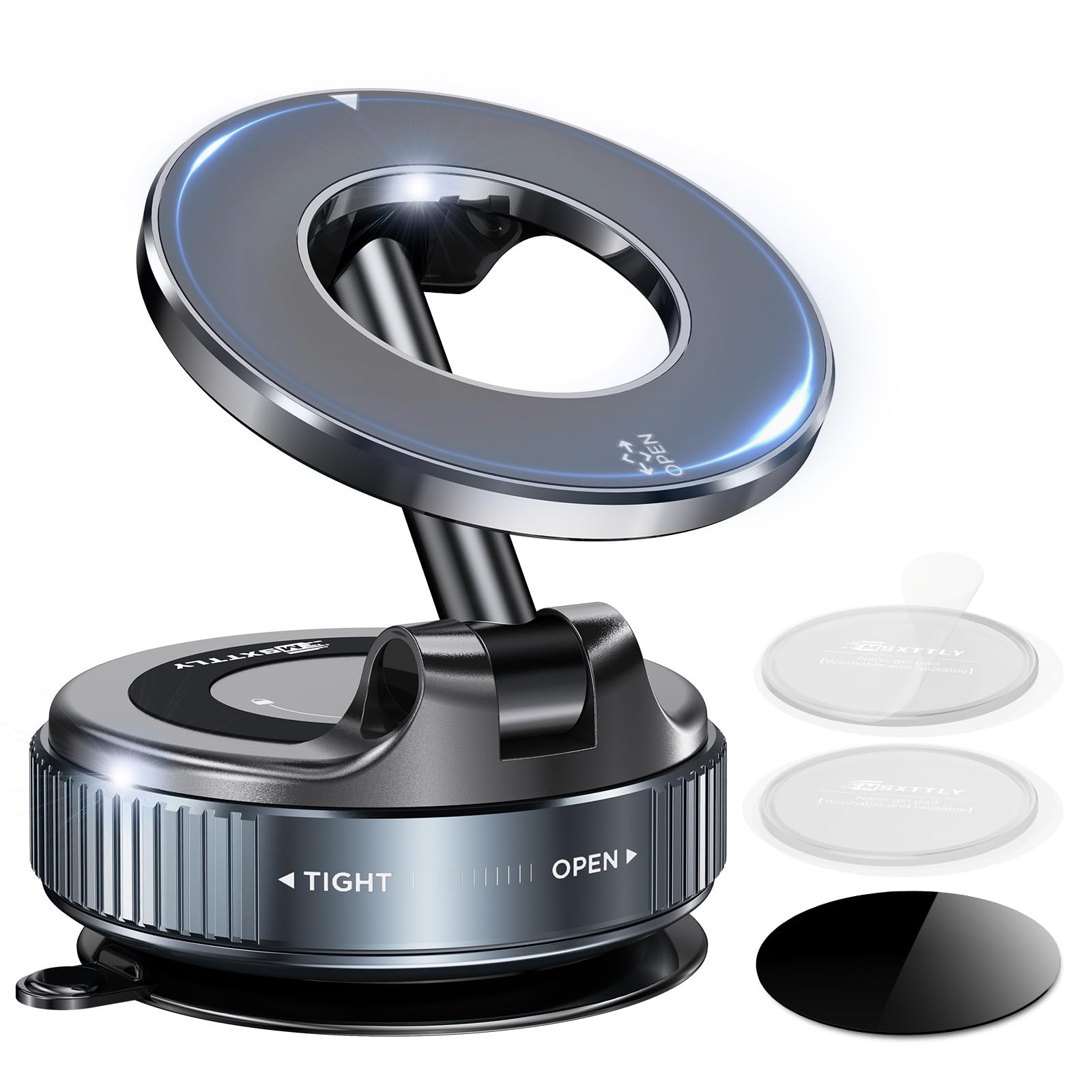 MSXTTLY Vacuum Magnetic Car Phone Holder – 360° Rotatable Suction Mount