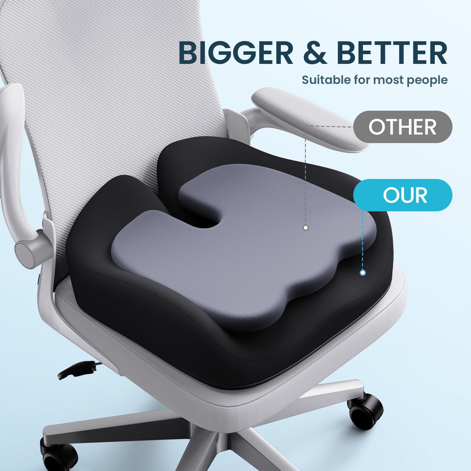 Benazcap Memory Foam Seat Cushion | Ergonomic Office Chair Support