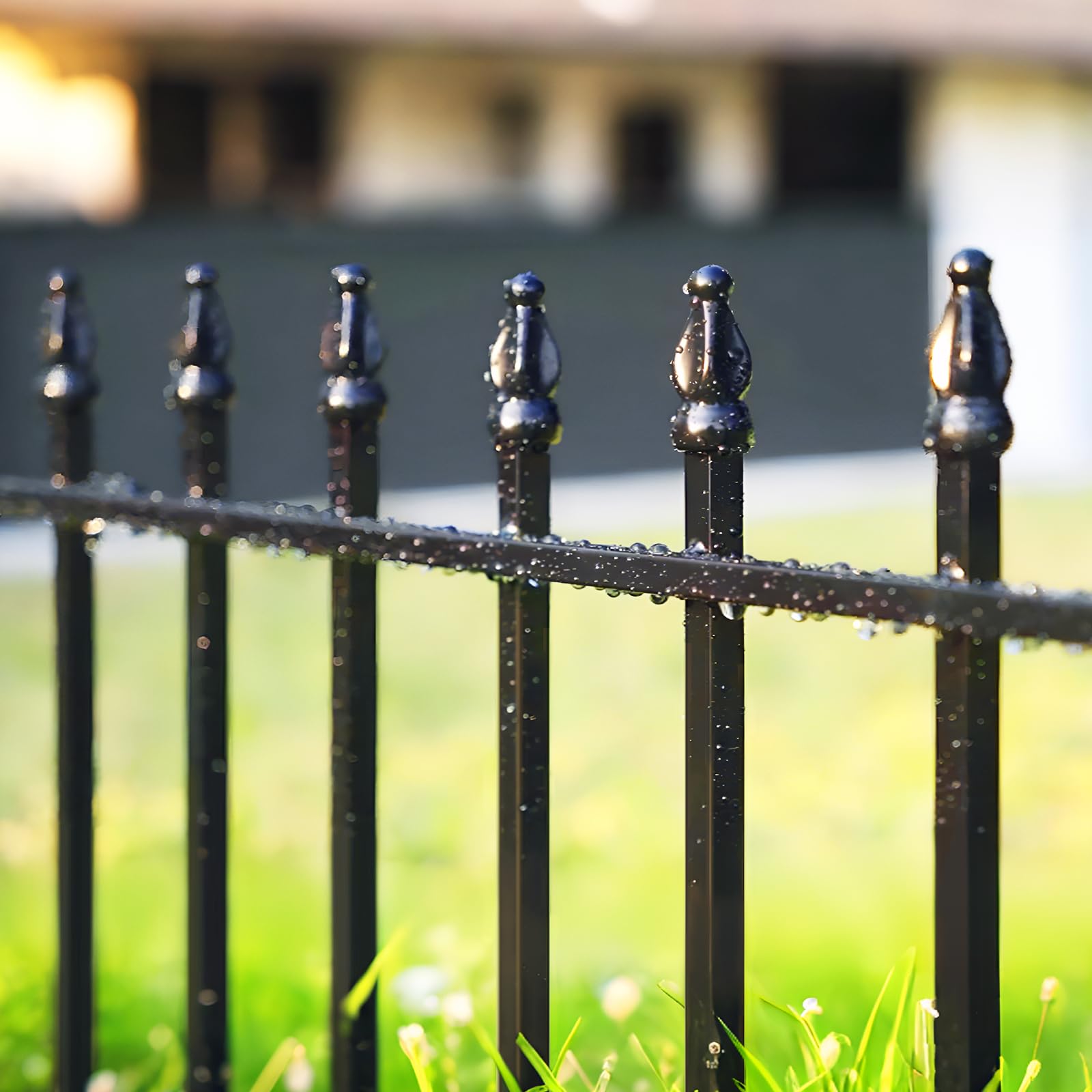 Thealyn Metal Garden Fence – 5-Panel No-Dig Wrought Iron Dog Barrier