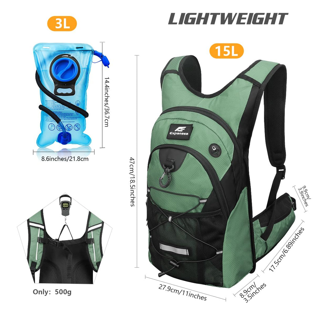 Expansea Hydration Backpack | 3L Water Bladder Insulated Hiking Pack