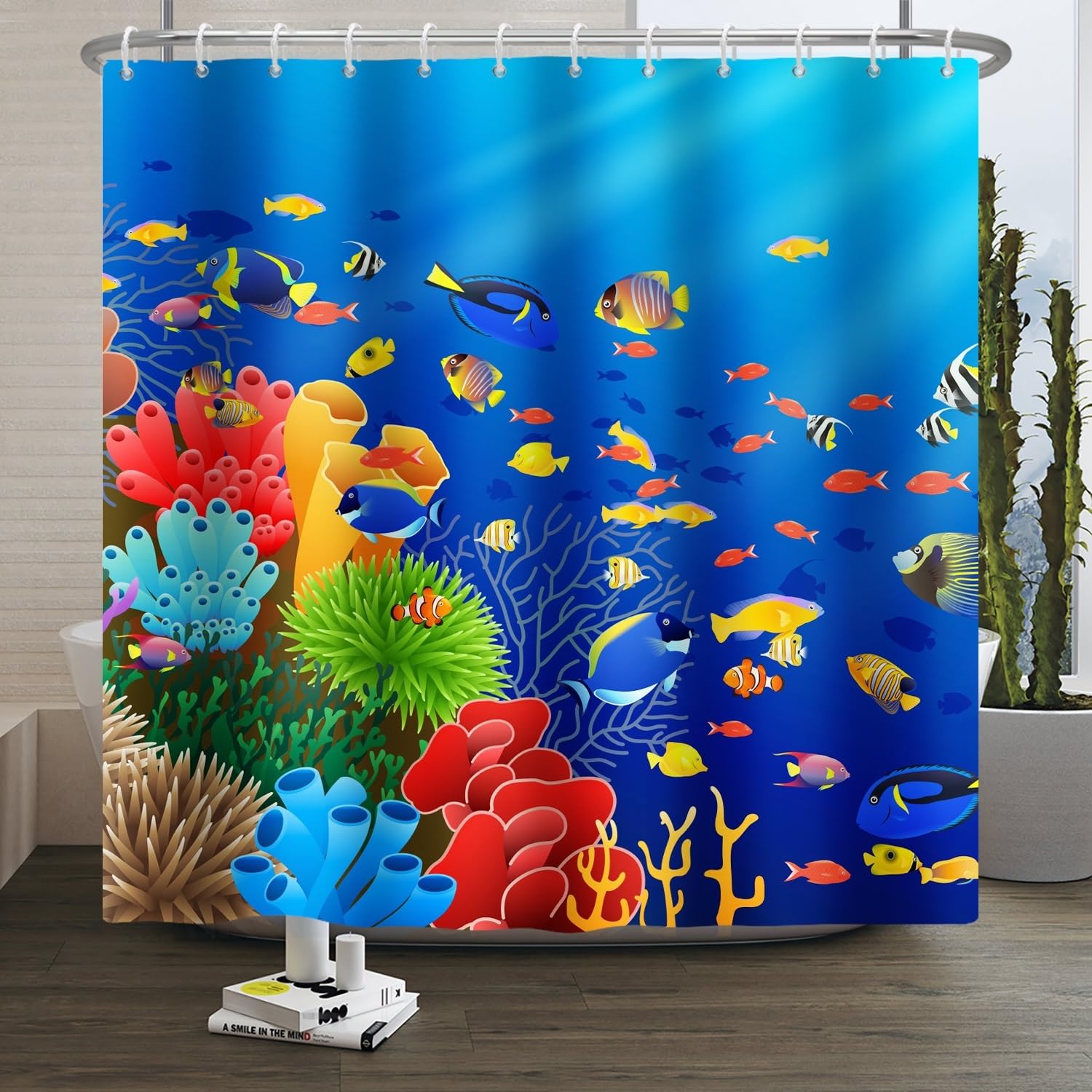 Jolof Store Marine Life Shower Curtain | Waterproof Polyester Fish Decor