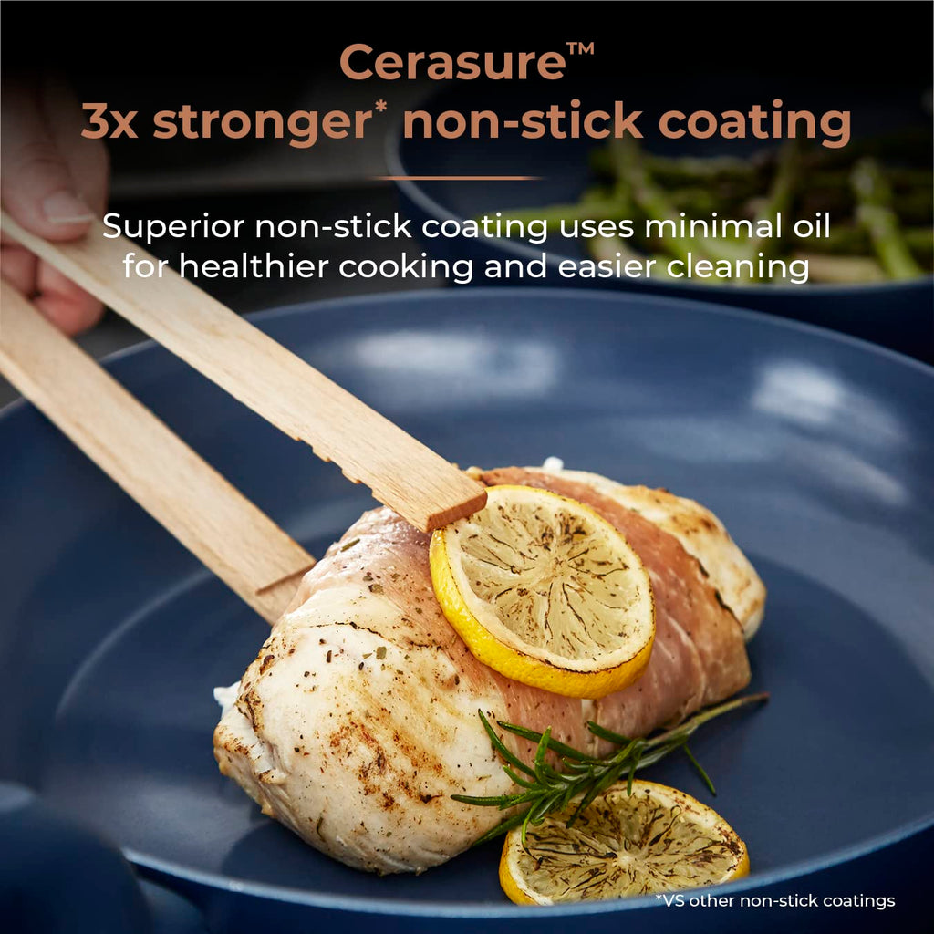 Tower Cavaletto 5 Piece Non-Stick Cookware Set - Midnight Blue & Rose Gold
