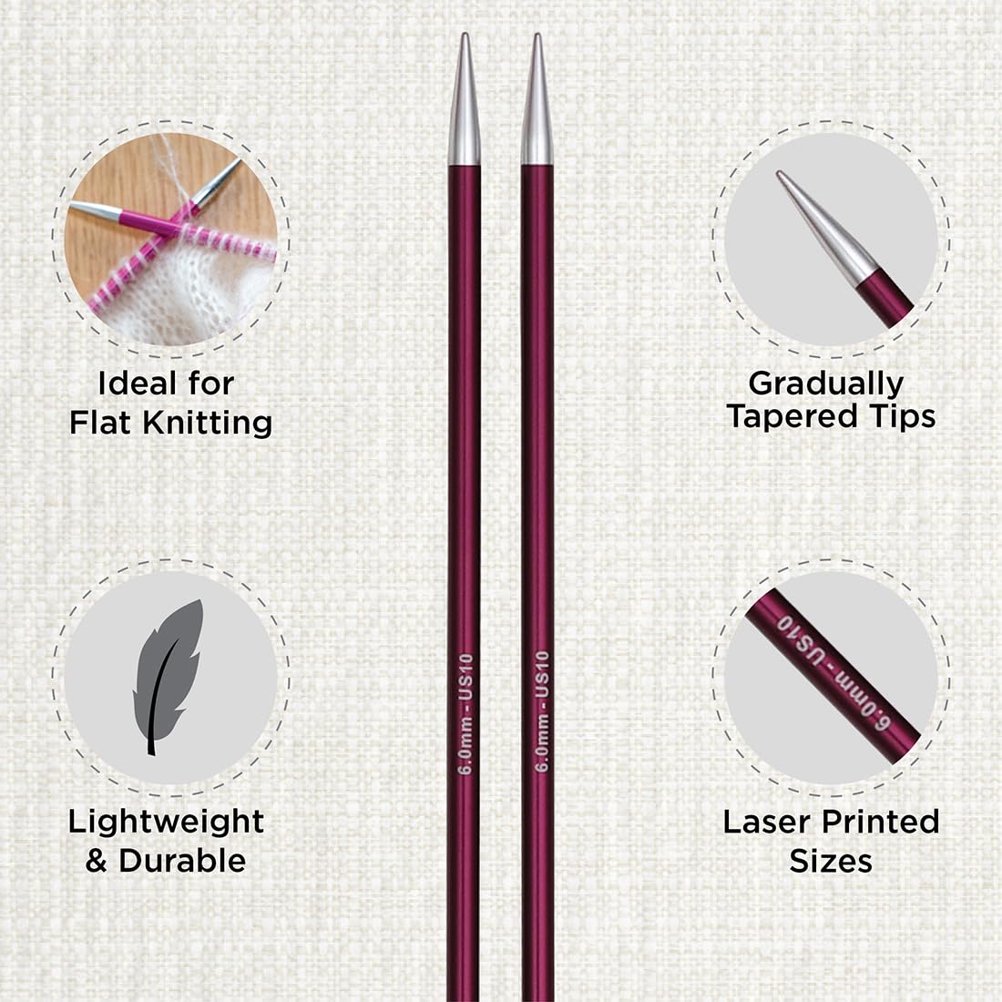 KnitPro Zing Single-Pointed Knitting Needle Set | 35cm | 8 Pairs