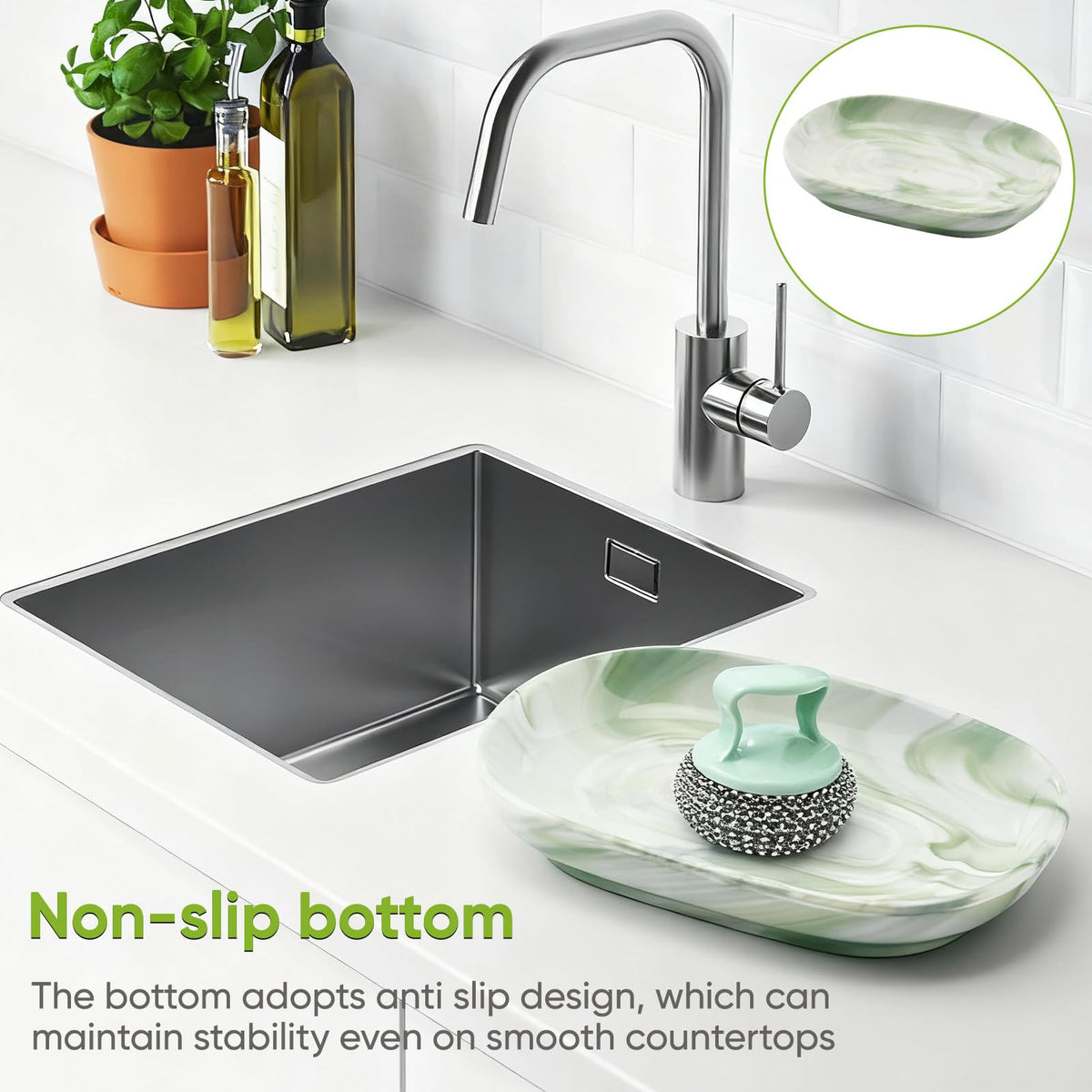 Anti-Slip Ceramic Soap Dish, Marble Soap Dishes for Bathrooms and Kitchens - image 5