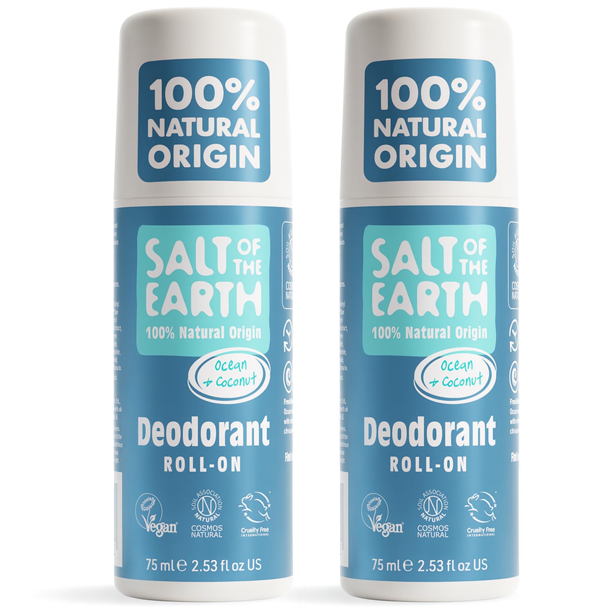 Salt of the Earth Natural Roll On Deodorant 2 Pack – Ocean (2 x 75ml)