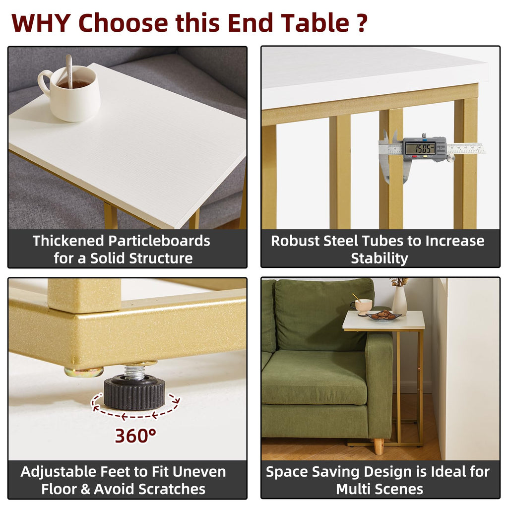 Aibiju Side Table C Shaped, Sofa End Table, Coffee Table for Small Space,Living Room, Bedroon, Balcony, Simple Structure, Modern - image 5