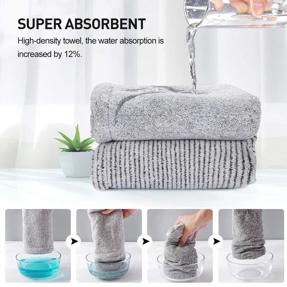 Heacoz Microfibre Hair Towel Wrap, Super Absorbent Hair Drying Towel 2pcs