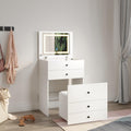 ZANOFIRA Small Makeup Vanity Table with Flip Top LED Mirror and 4 Drawers