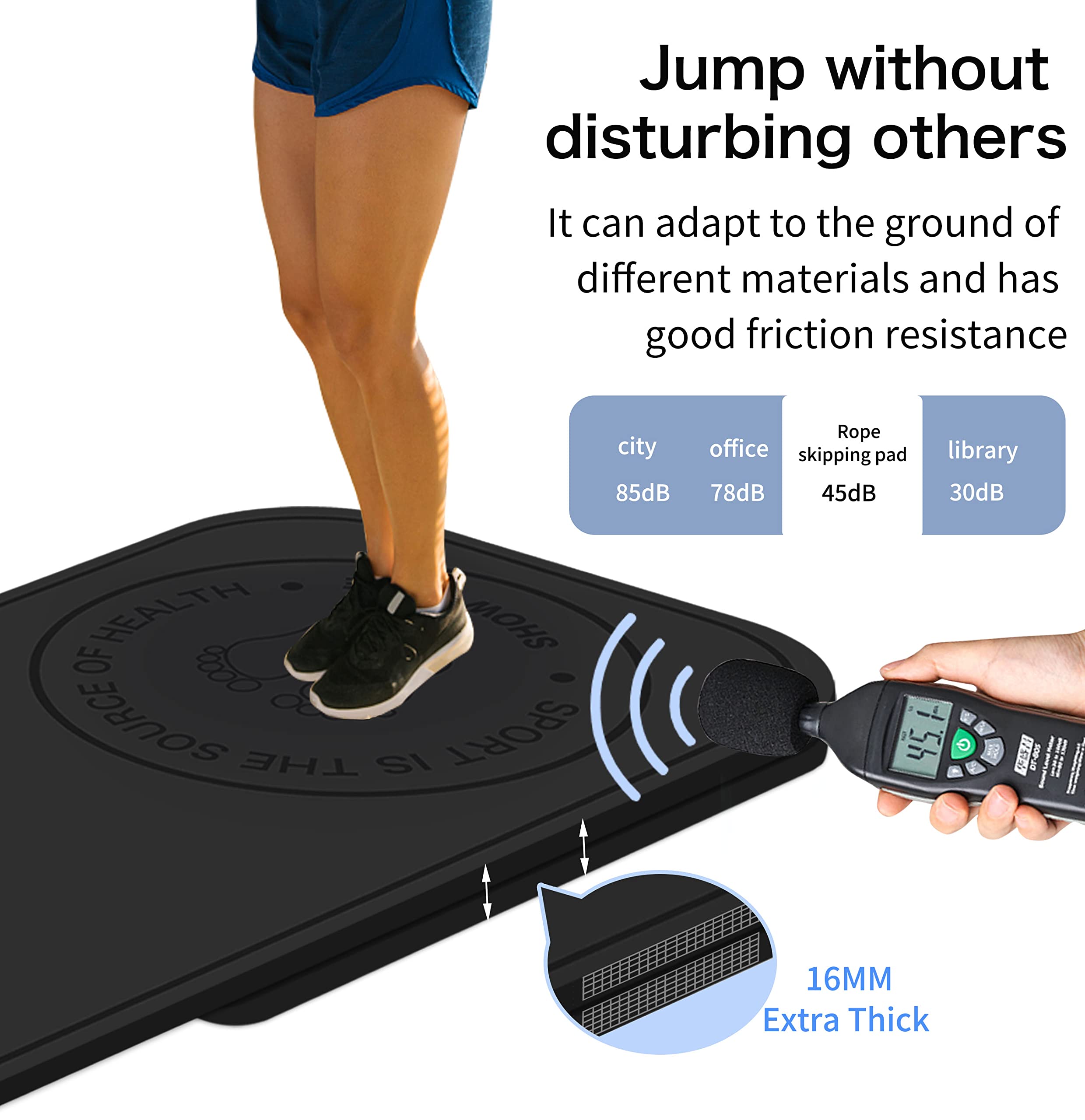 LaiEr Jump Rope Mat Set | 8mm Non-Slip TPE Shock Absorption Fitness Mat