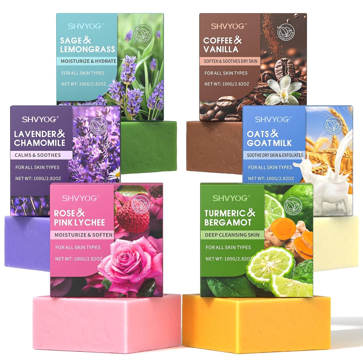 Natural Soap Bar Gift Set - 6 Pack Organic Face & Body Soaps