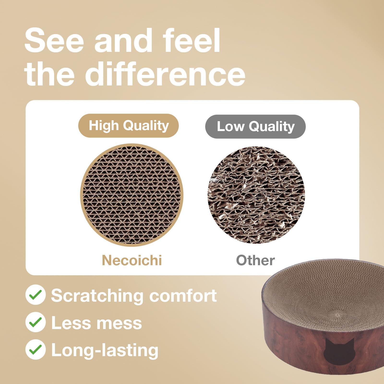 Necoichi Cozy Cat Scratcher Bowl – Recycled Paper Bed (Dark Cherry)