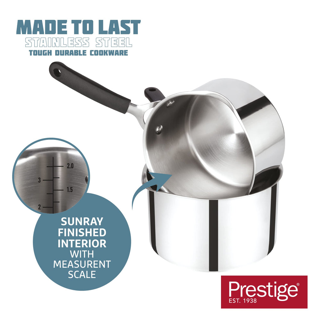 Prestige Stainless Steel Saucepan with Straining Lid - 20cm Induction