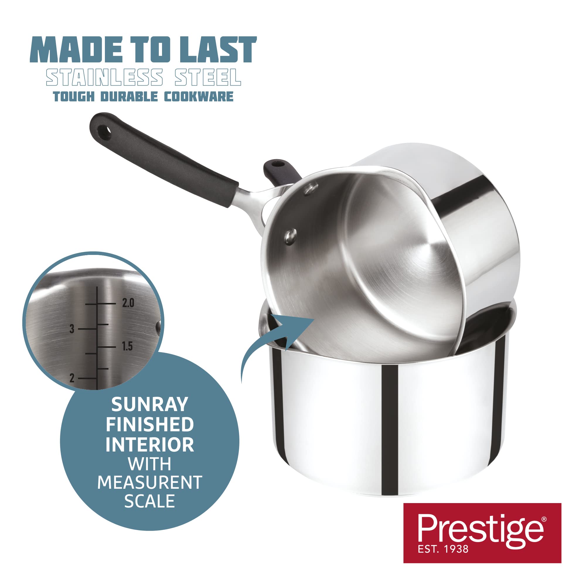 Prestige Stainless Steel Saucepan with Straining Lid - 20cm Induction
